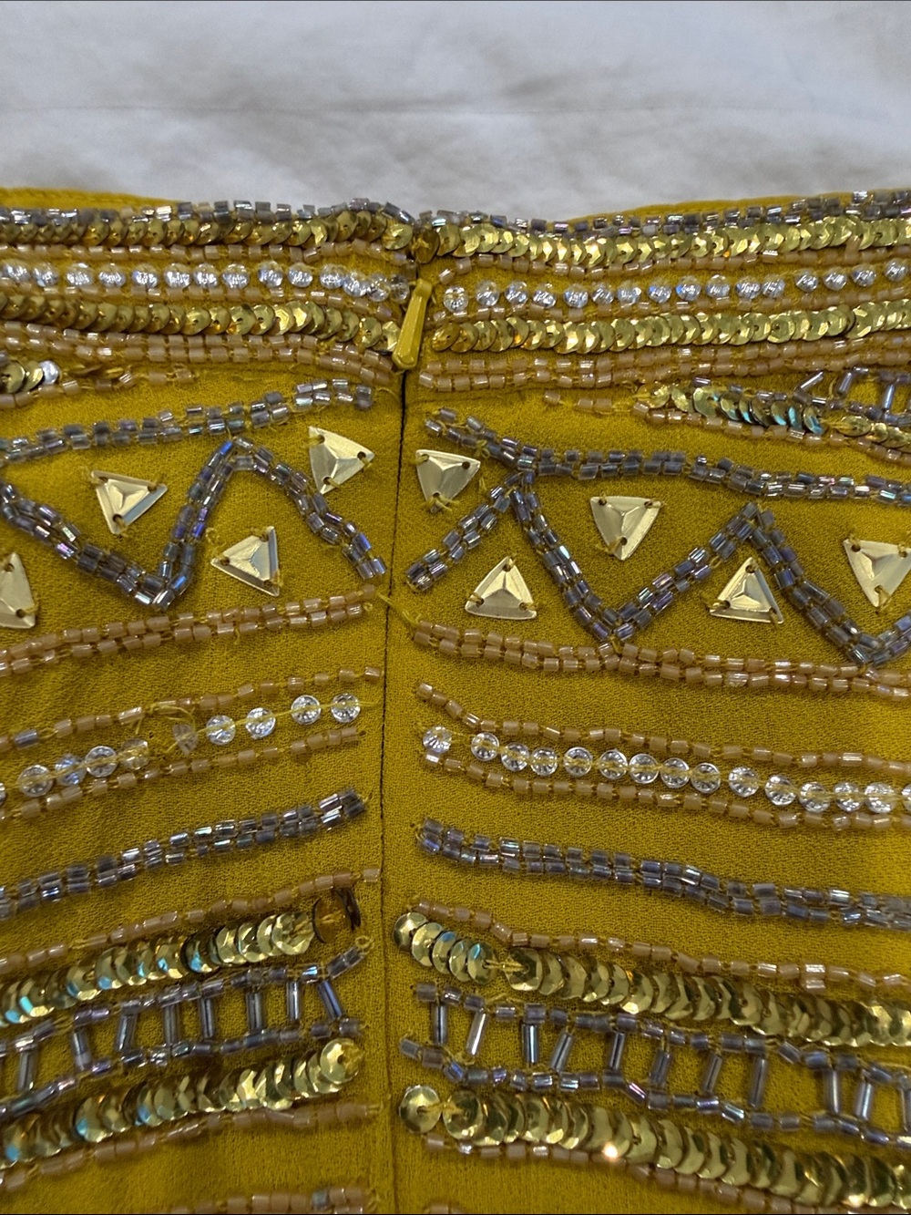 ASOS Yellow Beaded Fringe Mini Skirt - Picture 6 of 6